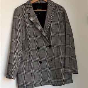 Madewell Black and White Plaid Blazer